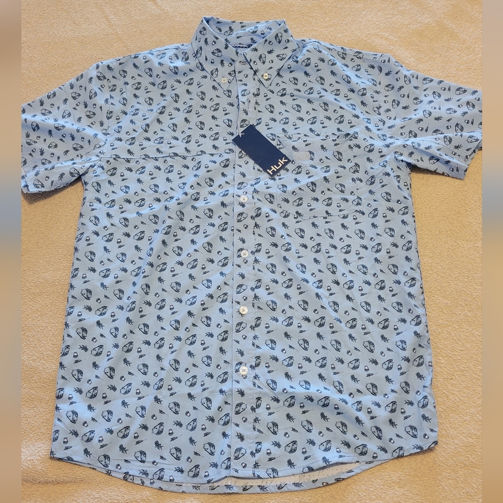 Huk Men's Light Blue Nautical Print Shirt